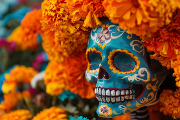 Beautiful greeting card with bright holiday composition for happy to joy celebrate dia de muertos