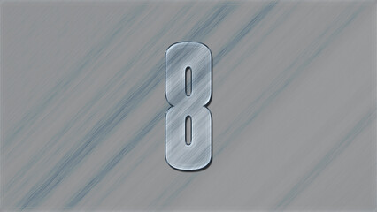 3D Glass effect number design of 8, glassy background.