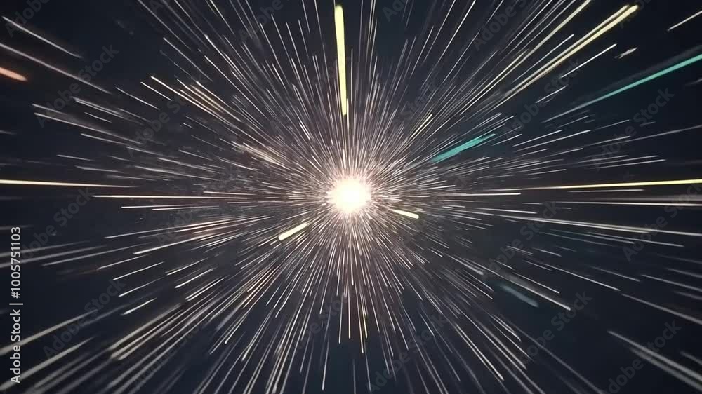 Poster dynamic burst of light creating a star-like effect in space generative ai