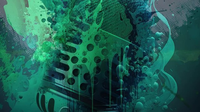 MICROPHONE WITH EXPLODED PAINT