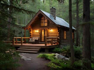 old wooden house in forest