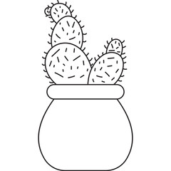 Cactus in Pot Lined Illustration