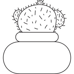 Cactus in Pot Lined Illustration