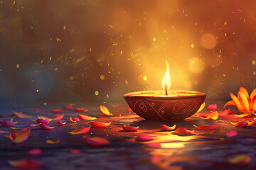 Beautiful greeting card with bright holiday composition for happy and celebrate Diwali