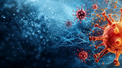 Fototapeta premium A comparison of healthy and infected cells, showing the impact of microorganisms