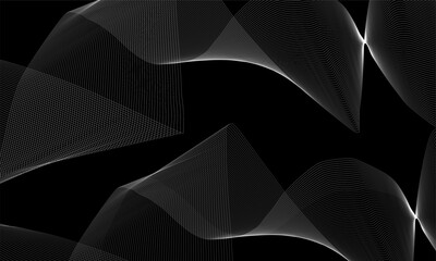 Abstract wave lines on dark background. Dynamic wave pattern. Modern flowing wavy lines. Futuristic technology concept. Suit for banner, poster, cover, brochure, flyer, website	