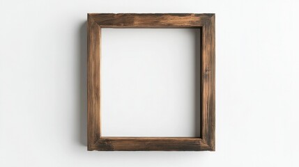 A rustic wooden frame mockup placed on a bright white background, perfect for displaying artwork or photography in a natural and elegant style.