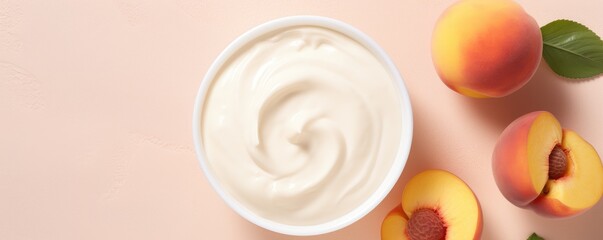 fresh tasty creamy yogurt with peach fruit