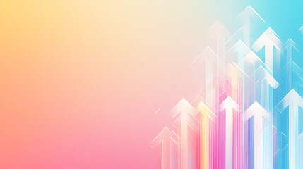 Colorful gradient background featuring upward arrows, symbolizing growth and progress. vibrant hues create uplifting atmosphere, perfect for motivational themes