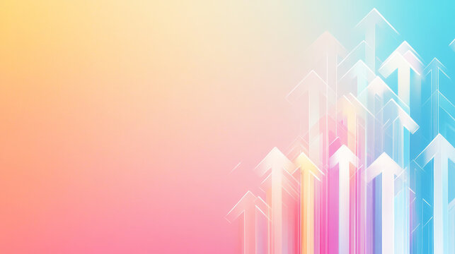 Colorful gradient background featuring upward arrows, symbolizing growth and progress. vibrant hues create uplifting atmosphere, perfect for motivational themes