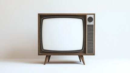 A television set with a white screen, centered on a plain white background, ideal for advertising, mockups, and clean design visuals.