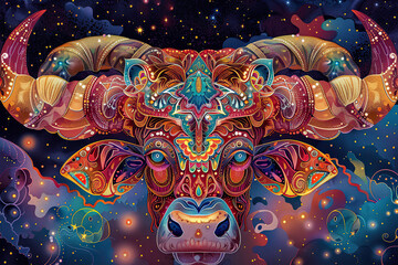 Fototapeta premium Astrological composition with concept of Taurus zodiac sign symbol