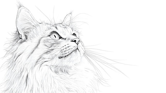 recommend clip art: Maine Coon Cat sketch hand drawn line art engraving Vector illustration