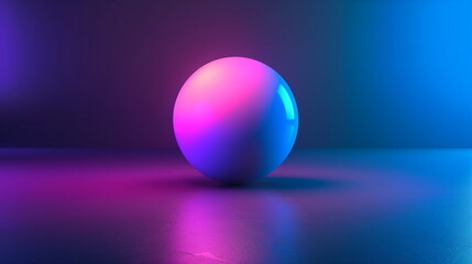 isolated ball with neon light, 3d modern background and wallpaper