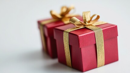 Obraz premium Christmas presents, red boxes on white background