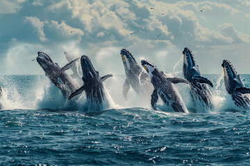 Fototapeta premium Fantastically beautiful majestic huge whale in ocean