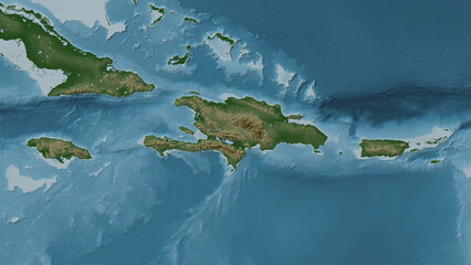 Fototapeta premium La Espanola Island. Haiti, Dominican Republic. Physical