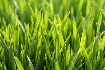 Detailed close-up of green grass blades