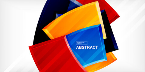 Round 3d shapes, plates background. Creative composition design template