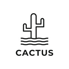 Cactus logo design concept idea line style
