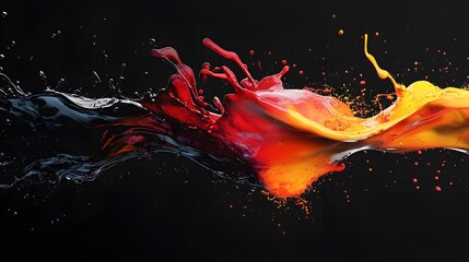liquid explosion on black 3d illustration. 