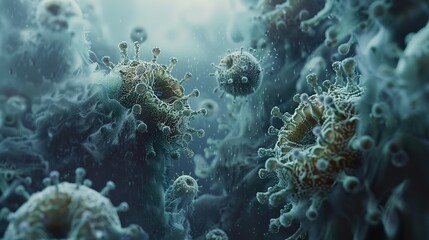 Fototapeta premium Microscopic View of a Virus: A Digital Art Exploration