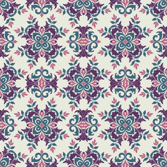 Colorful ikat floral motif pattern. Vector contemporary ikat abstract floral shape seamless pattern. Watercolor ikat floral pattern use for fabric, textile, home decoration elements, upholstery, etc.
