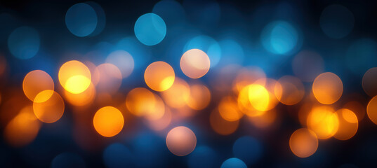 Fototapeta premium Beautiful Blue Background with Christmas Garland Bokeh