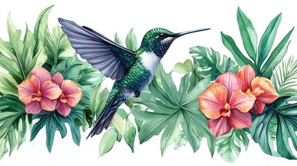 Hummingbird Watercolor Illustration