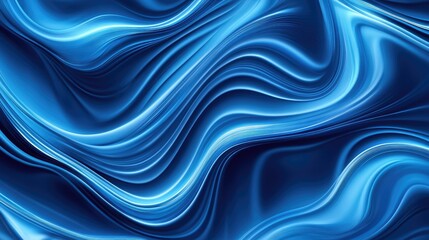 Obraz premium Dynamic blue wave patterns flowing horizontally, forming a vibrant abstract background design