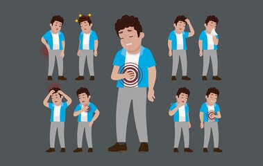 Obraz premium Sick people with different symptoms