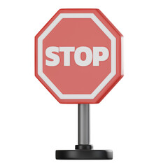 Stop Sign 3D Illustration, Traffic Control and Warning Symbol