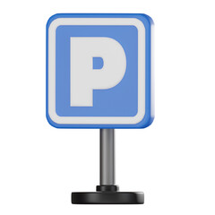 Parking Sign 3D Render, Road and Traffic Symbol Illustration