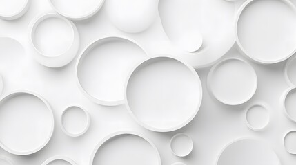 White circles with shadows. abstract pattern for web or print template white background, brochure cover or app. Material style. Geometric 3D illustration. 