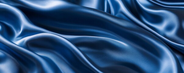 Obraz premium Blue silky fabric waves, close-up texture