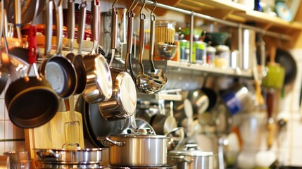 Modern kitchen with wooden shelves, plants, jars, and utensils. Bright
, organized, and cozy with natural light and stylish decor.