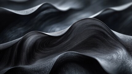 Fototapeta premium Abstract black wavy texture surface, minimalistic