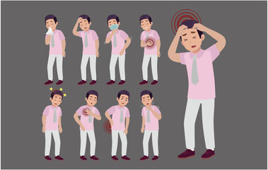 Obraz premium Sick people with different symptoms