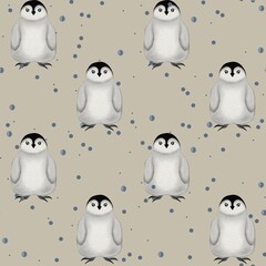 Festive penguin pattern for New Year's Eve celebration with playful designs and colors