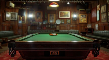Classic Pool Table in a Cozy Game Room