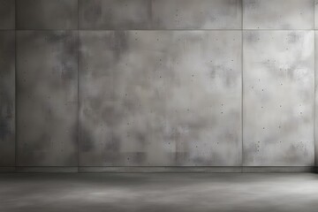 Smooth modern concrete wall with slight texture divided from the glossy floor by a bold black line, AI Generated