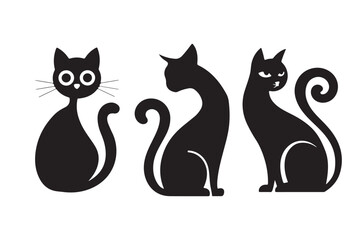 Cat Silhouette, Minimalist Black anf White Design in Clean Vector Art