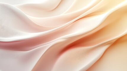 Peach and white fabric waves ripple in an abstract background of soft, flowing texture.