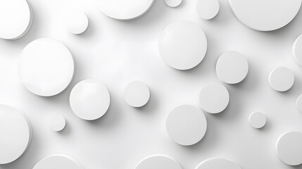White circles with shadows. abstract pattern for web or print template white background, brochure cover or app. Material style. Geometric 3D illustration. 