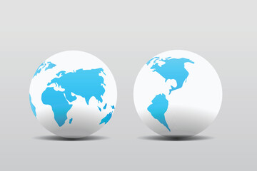 Fototapeta premium Simple realistic vector 3D globes. Planet Earth with world maps.