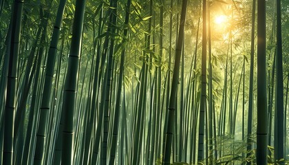 Bamboo Forest Swaying Softly in the Wind