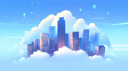 Here’s the wide-angle visual depicting a modern city integrated with cloud computing concepts.