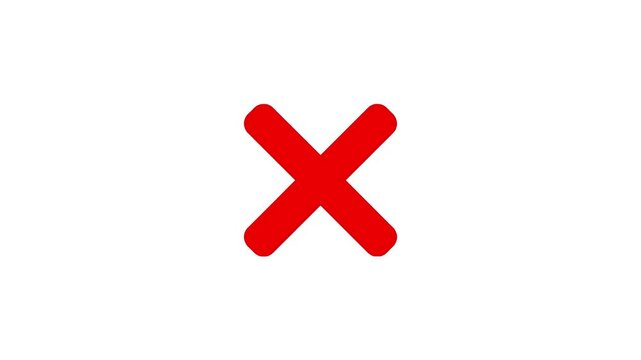 Animation symbol incorrect cross symbol red colour suspense