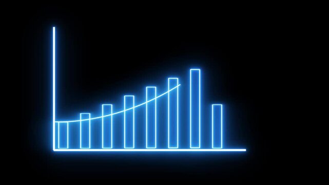 Neon business graph chart icon animation background. Neon business growth concept animated.   business growth concept animated.