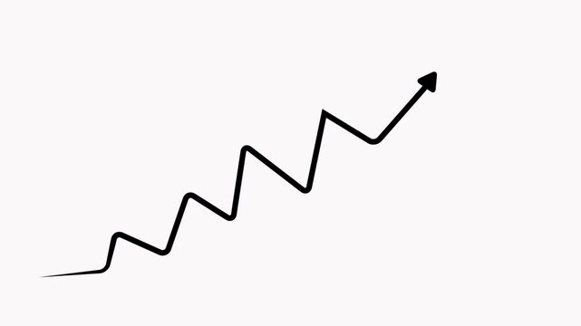 Rising arrow transparent channel. Business Financial Growing Business Income And Earnings4k video.